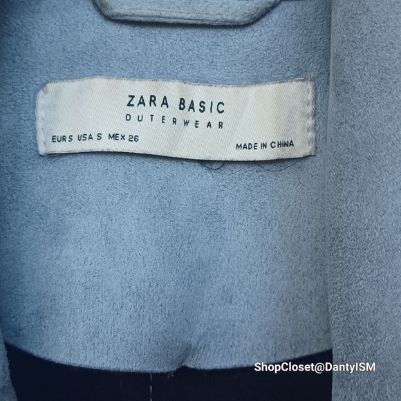 Zara Sky Blue Leather Jacket - Picture 5 of 14